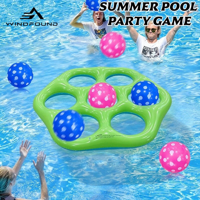 Pool Float Ring Inflatable - Gioco Gonfiabile Esagonale con Anelli da